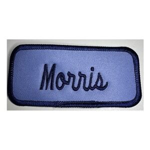 Morris Name Patch Embroidered Blue Work Uniform Shirt Iron On Applique